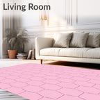 Soft Pink Geometric Pattern Rug