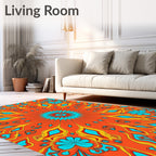 Bold Retro Floral Mandala Design Rug