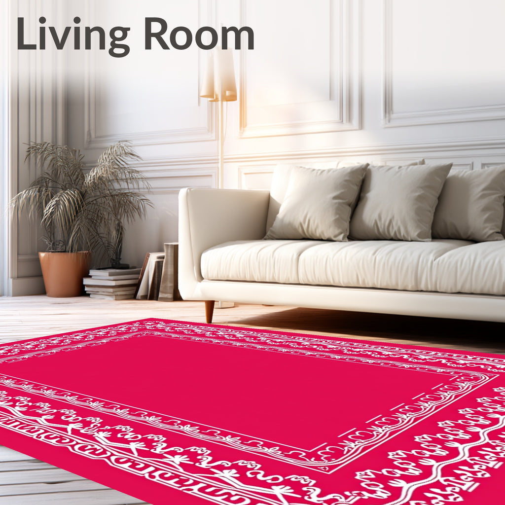 Ornate Floral Border Design Rug