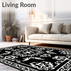 Monochrome Detailed Floral Medallion Rug