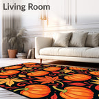 Autumn Pumpkin Leaf Pattern Design Rug