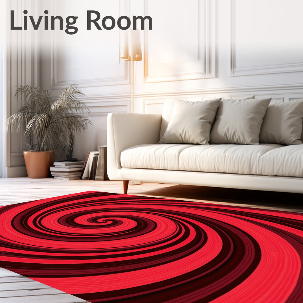 Red Swirl Optical Illusion Rug