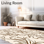 Elegant Brown Swirl Floral Pattern Rug