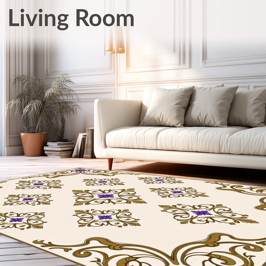 Ornate Floral Diamond Pattern Rug