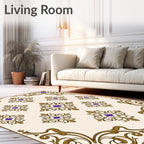 Ornate Floral Diamond Pattern Rug
