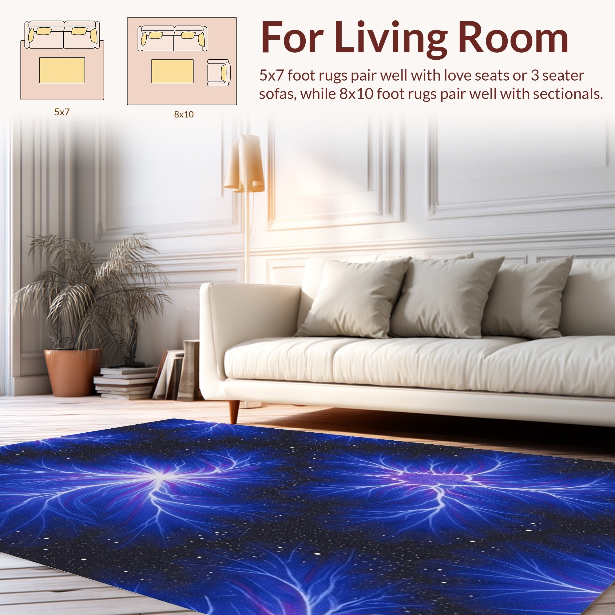 Cosmic Electric Bloom Pattern Design Rug