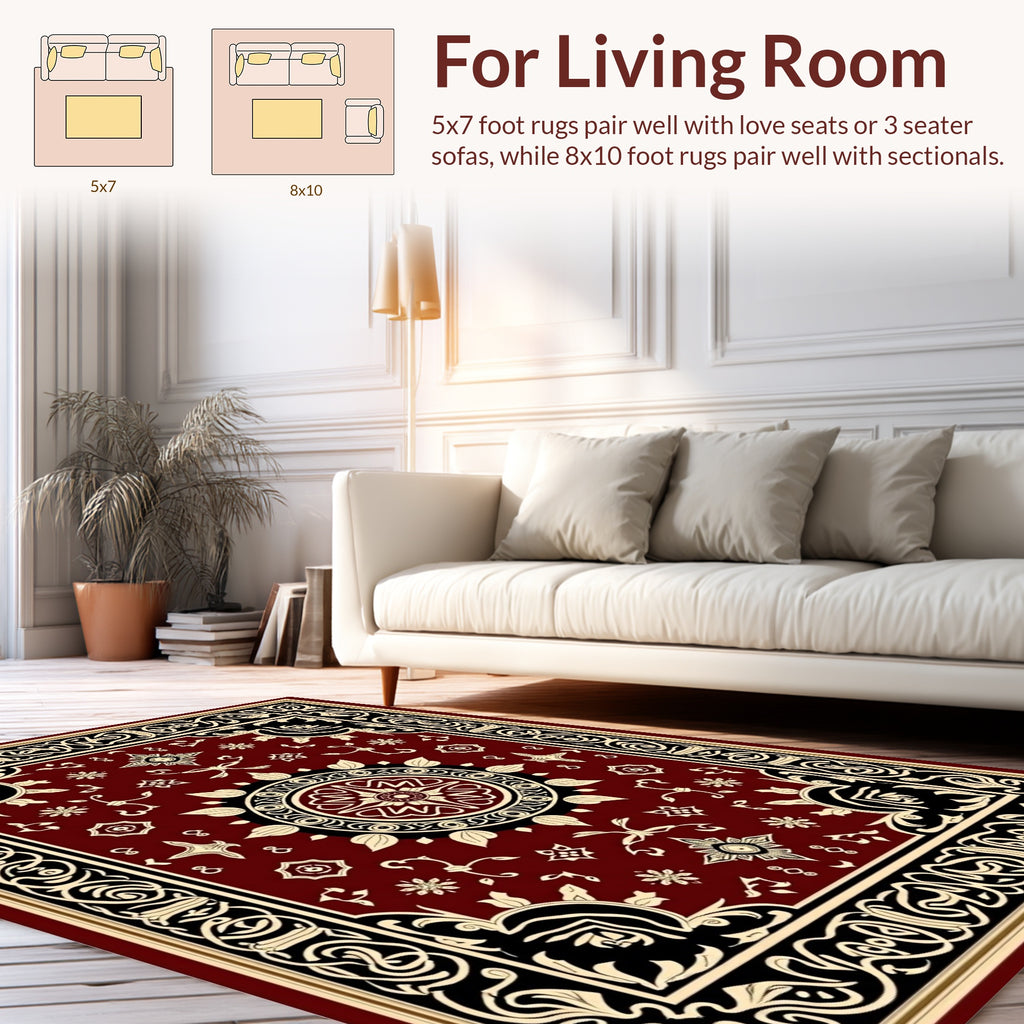 Ornate Floral Borders Traditional Rug