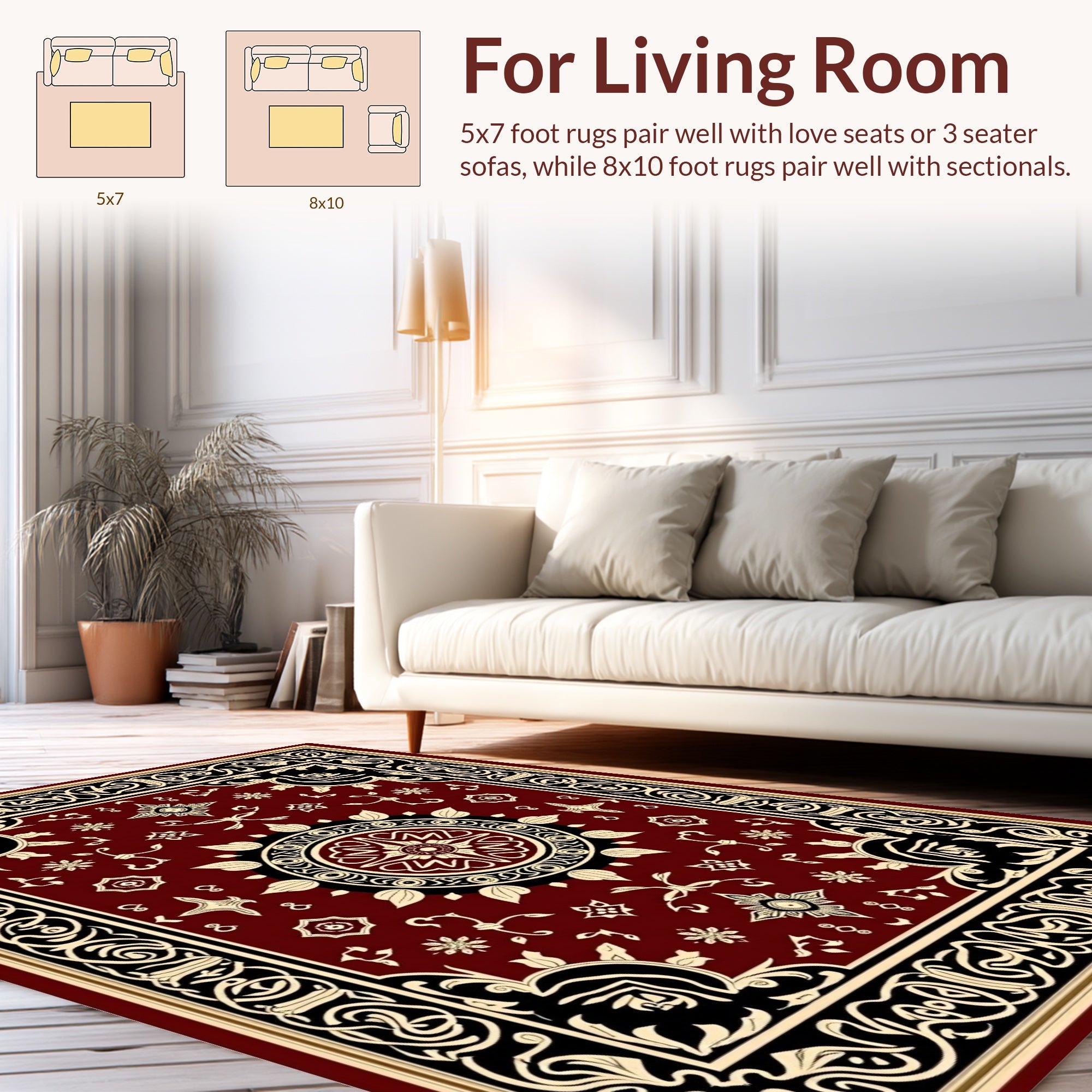 Ornate Floral Borders Traditional Rug