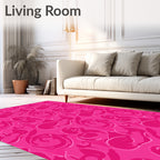 Vibrant Pink Abstract Swirl Design Rug
