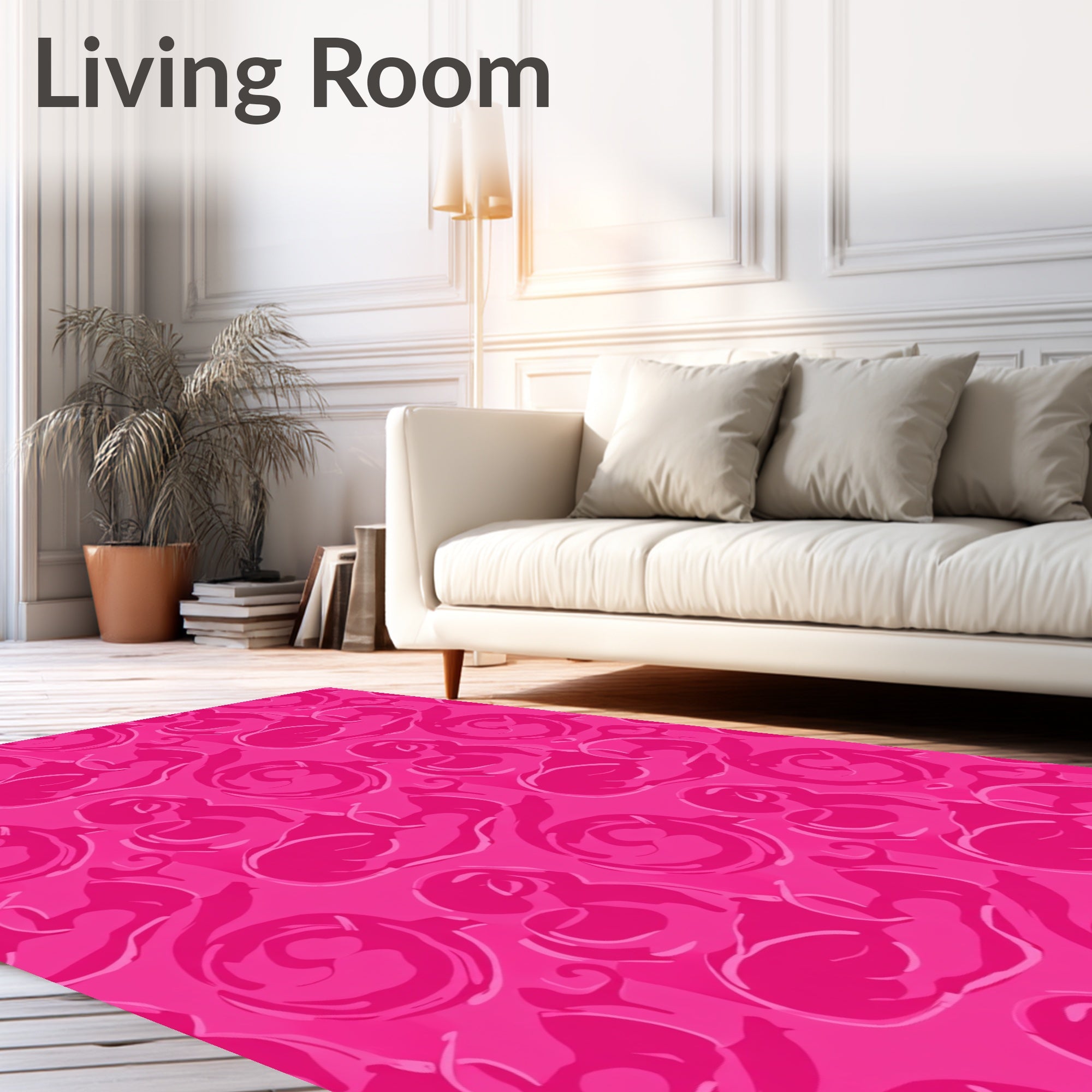Vibrant Pink Abstract Swirl Design Rug