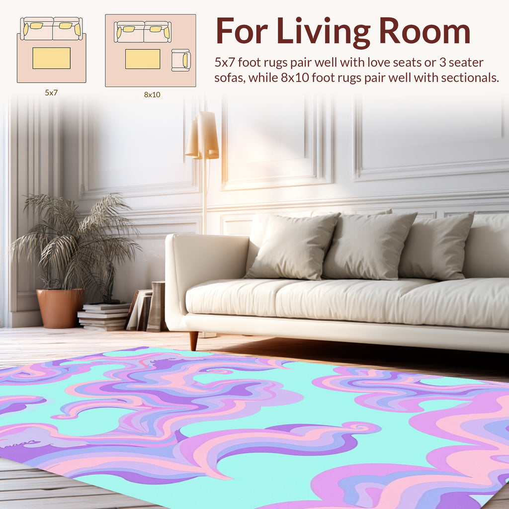 Pastel Swirl Cloud Pattern Rug