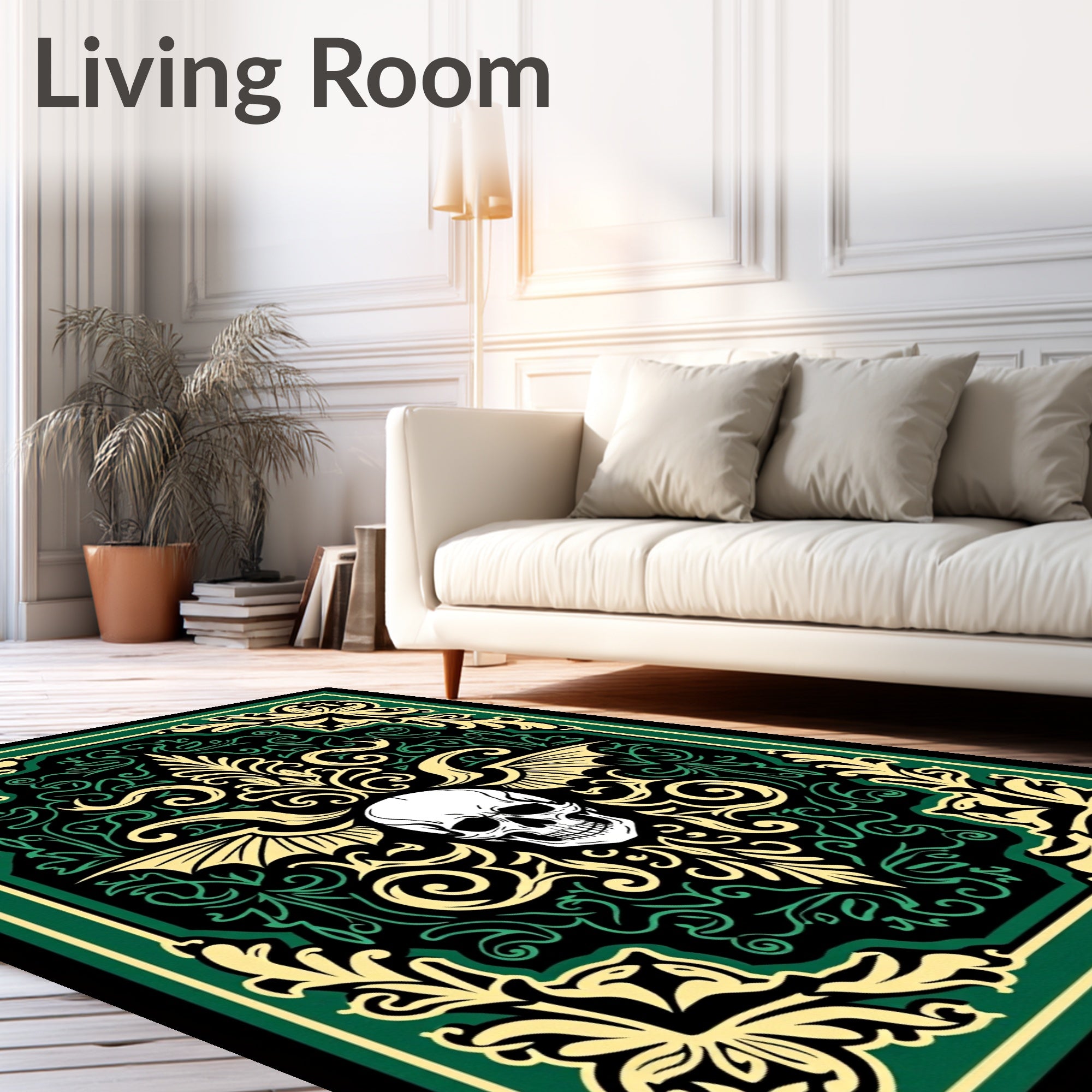 Dark Skull Vintage Floral Rug