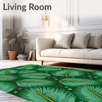 Green Tropical Palm Frond Scattered Stars Rug