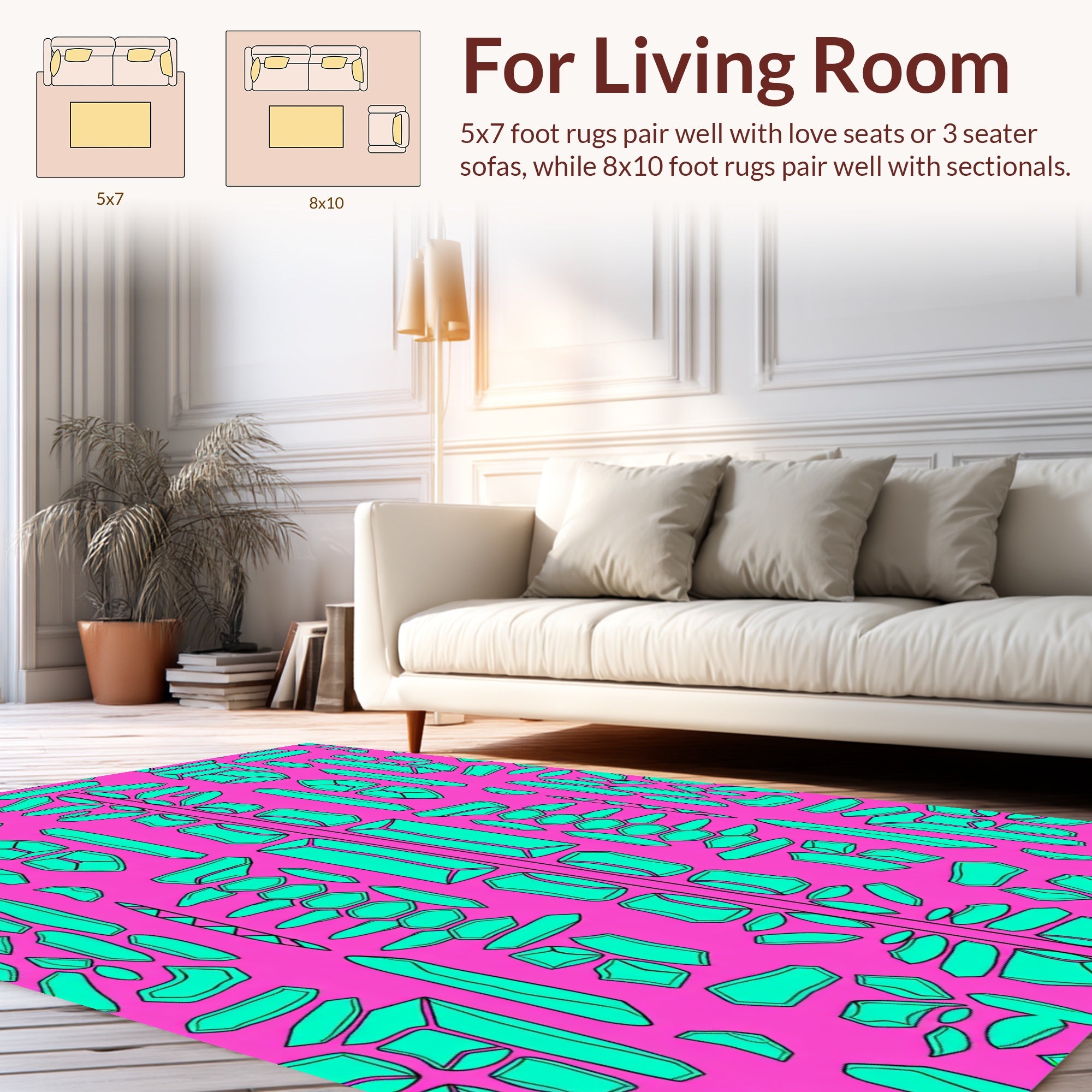 Modern Geometric Emerald Patterns Rug