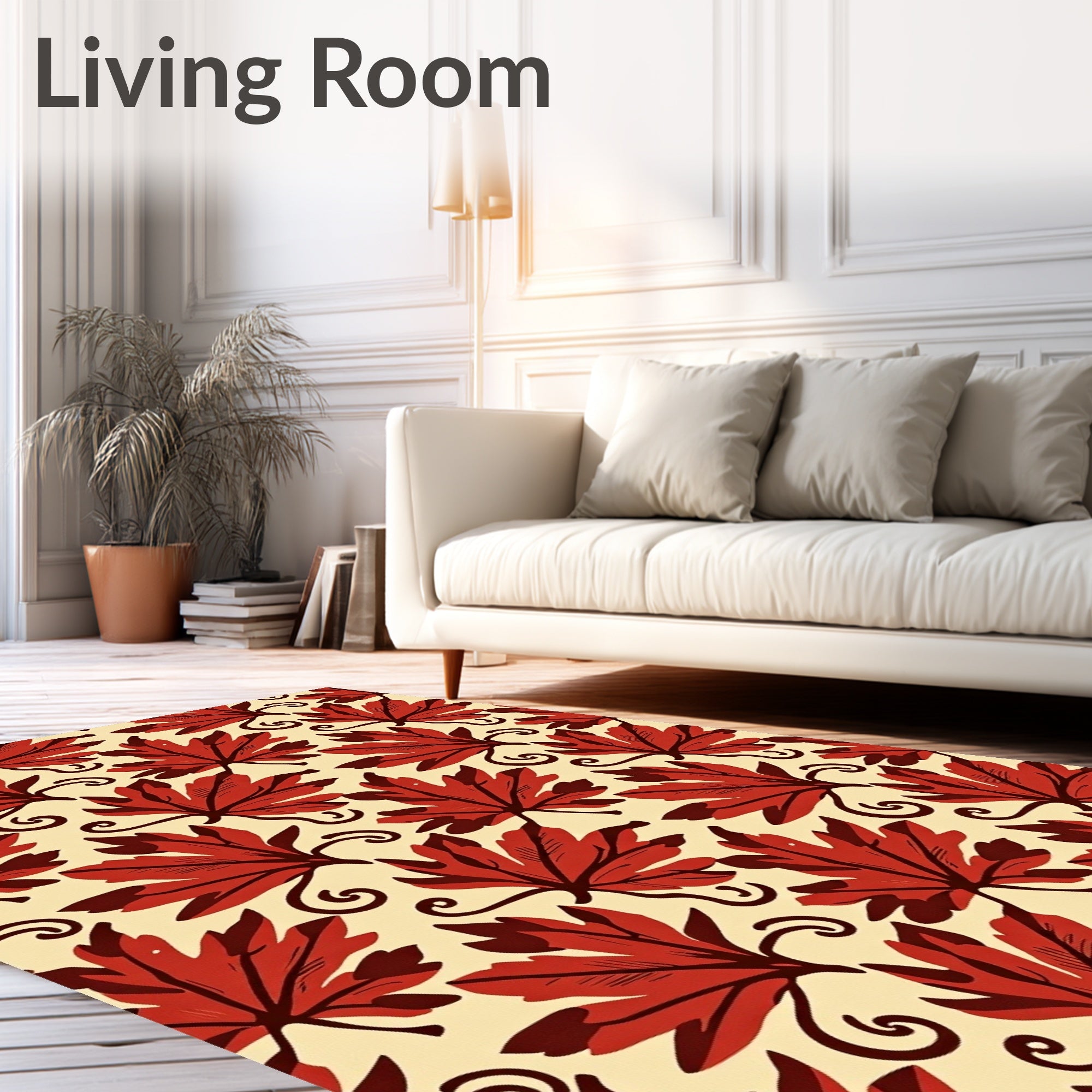 Red Maple Leaf Pattern Design Rug