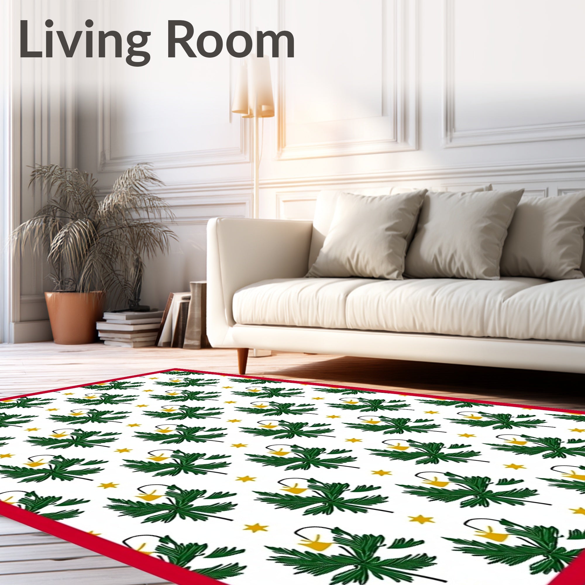 Emerald Sprigs Yellow Lanterns Garden Rug