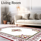 Ornate Floral Burgundy Gold Border Rug
