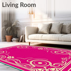 Vibrant Floral And Circular Border Design Rug