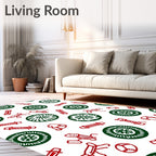 Abstract Red Green Circular Pattern Design Rug