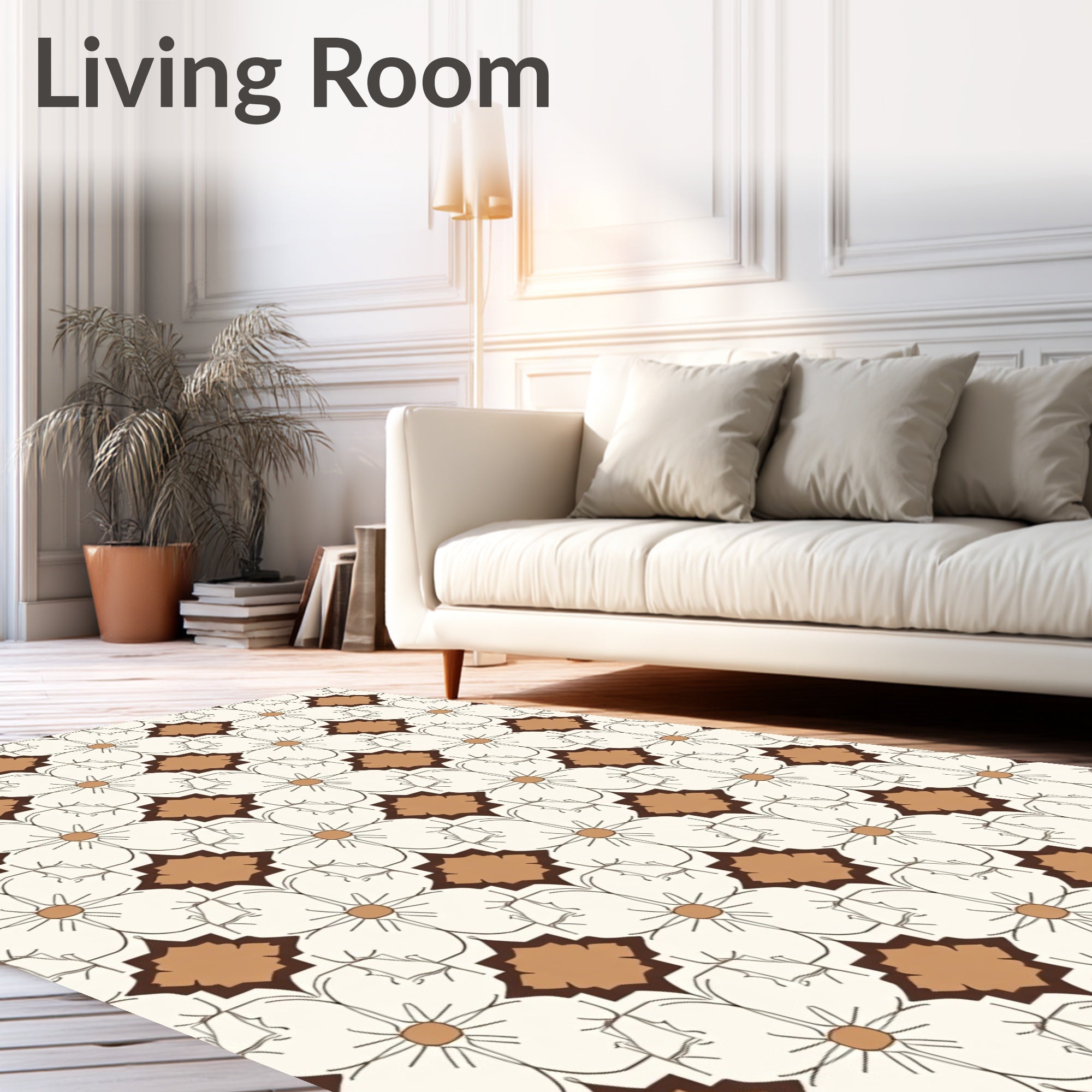 Classic Floral Pattern With Brown Accents Rug
