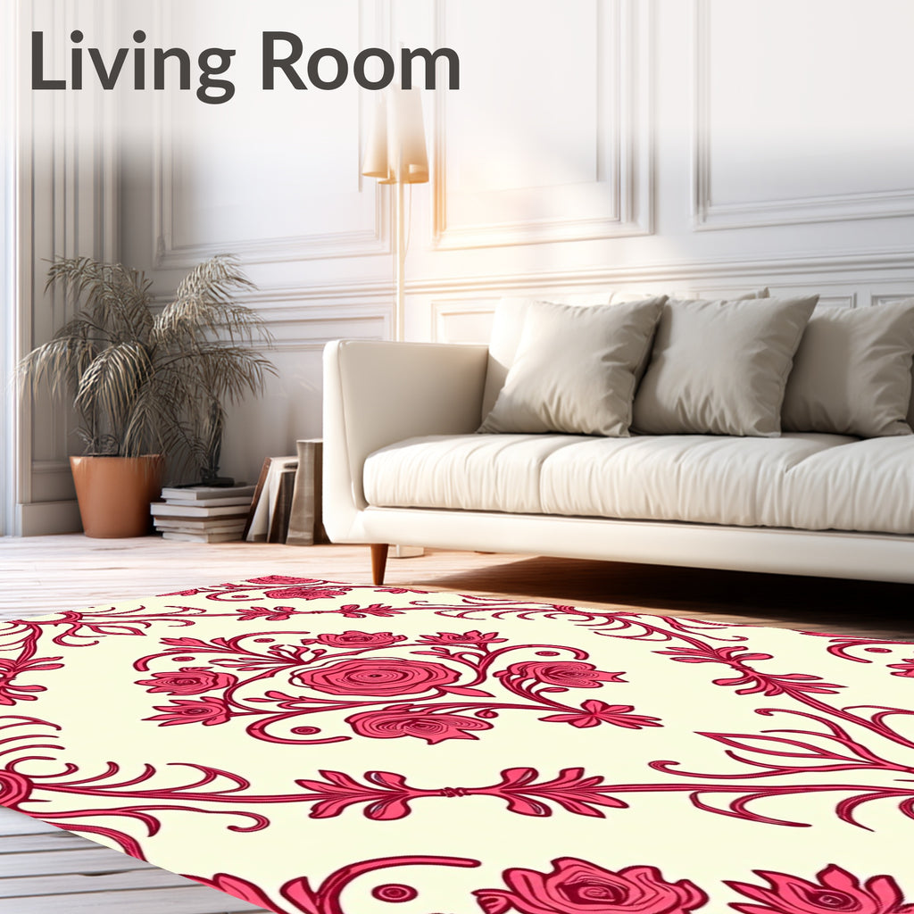 Rich Floral Damask Design Rug