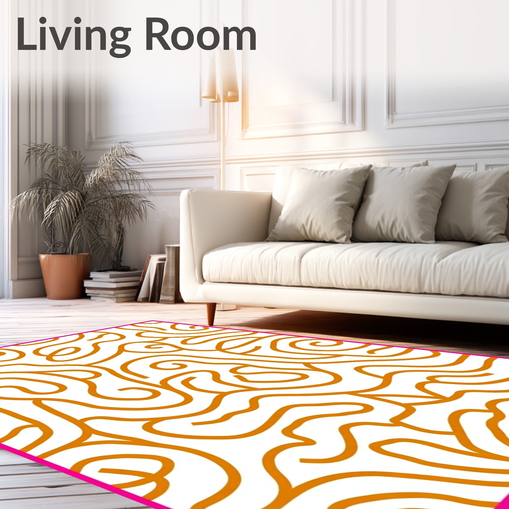 Orange Organic Swirl Pattern Rug