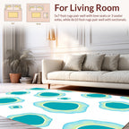 Abstract Organic Teal Blue Pattern Rug