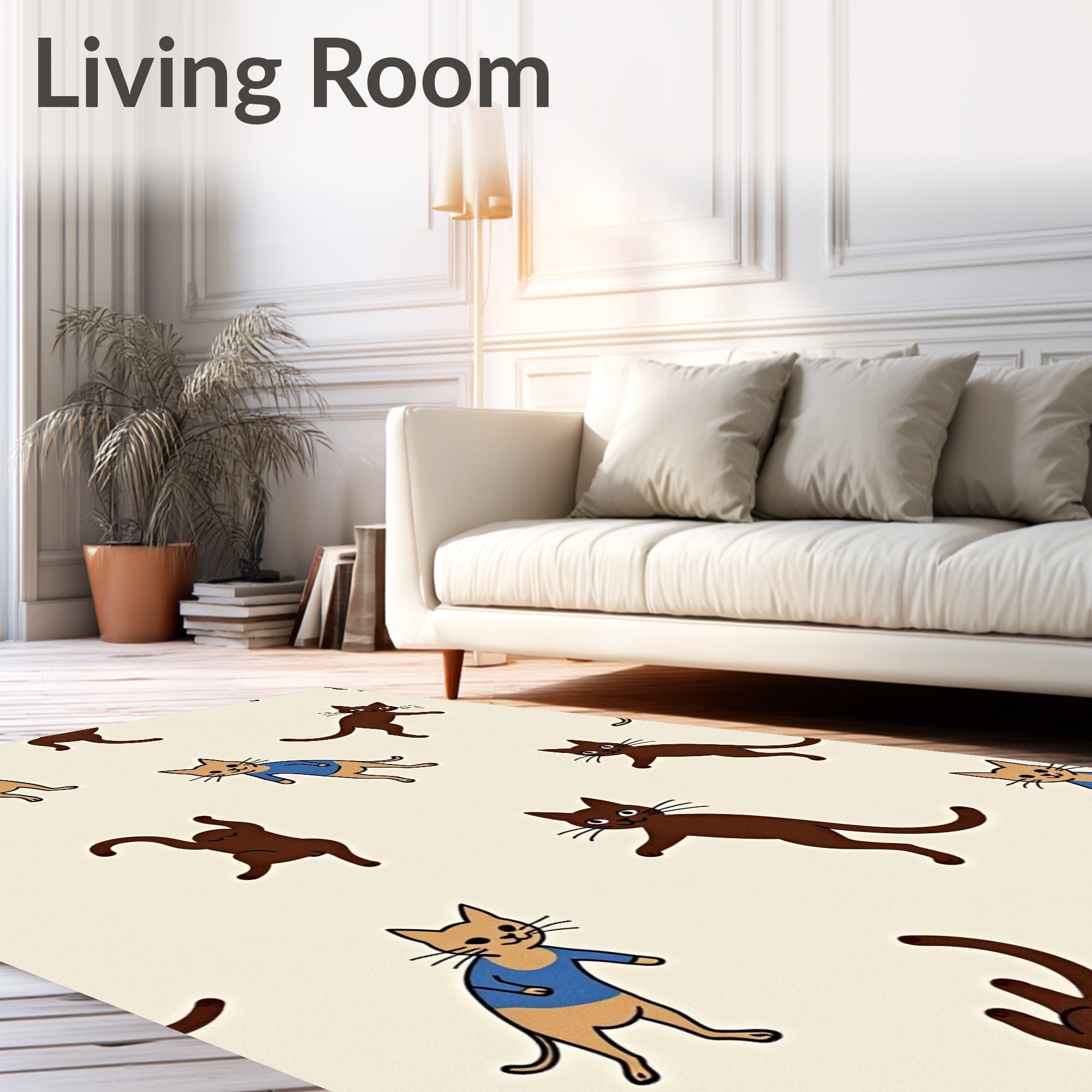 Whimsical Cats Pattern Fun Design Rug