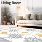 Grey Floral Diamond Pattern Rug