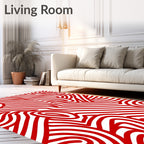 Bold Red Swirl Abstract Pattern Rug