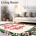 Red Holly Berry Swirl Border Rug