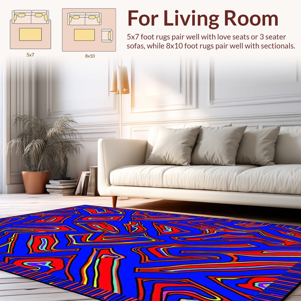 Vibrant Abstract Wavy Pattern Rug