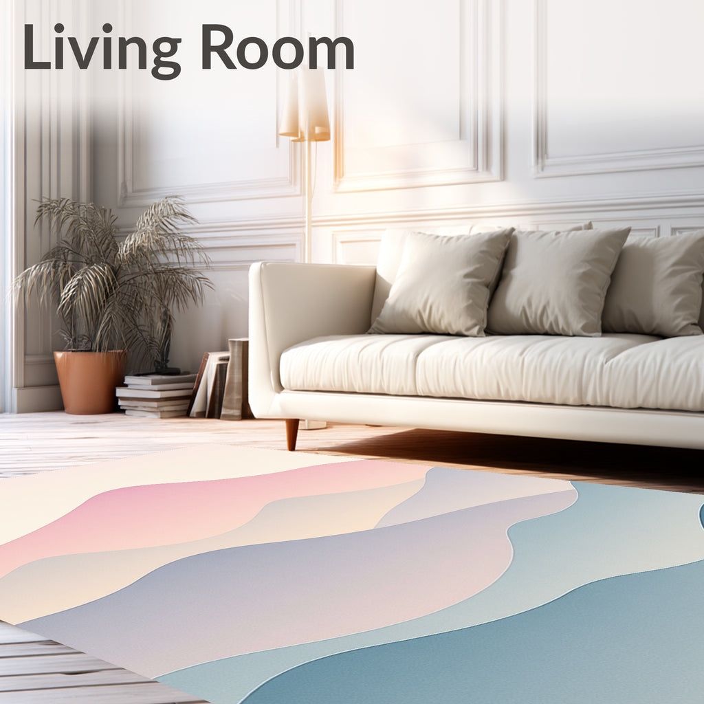 Abstract Wavy Mountain Landscape Pattern Rug