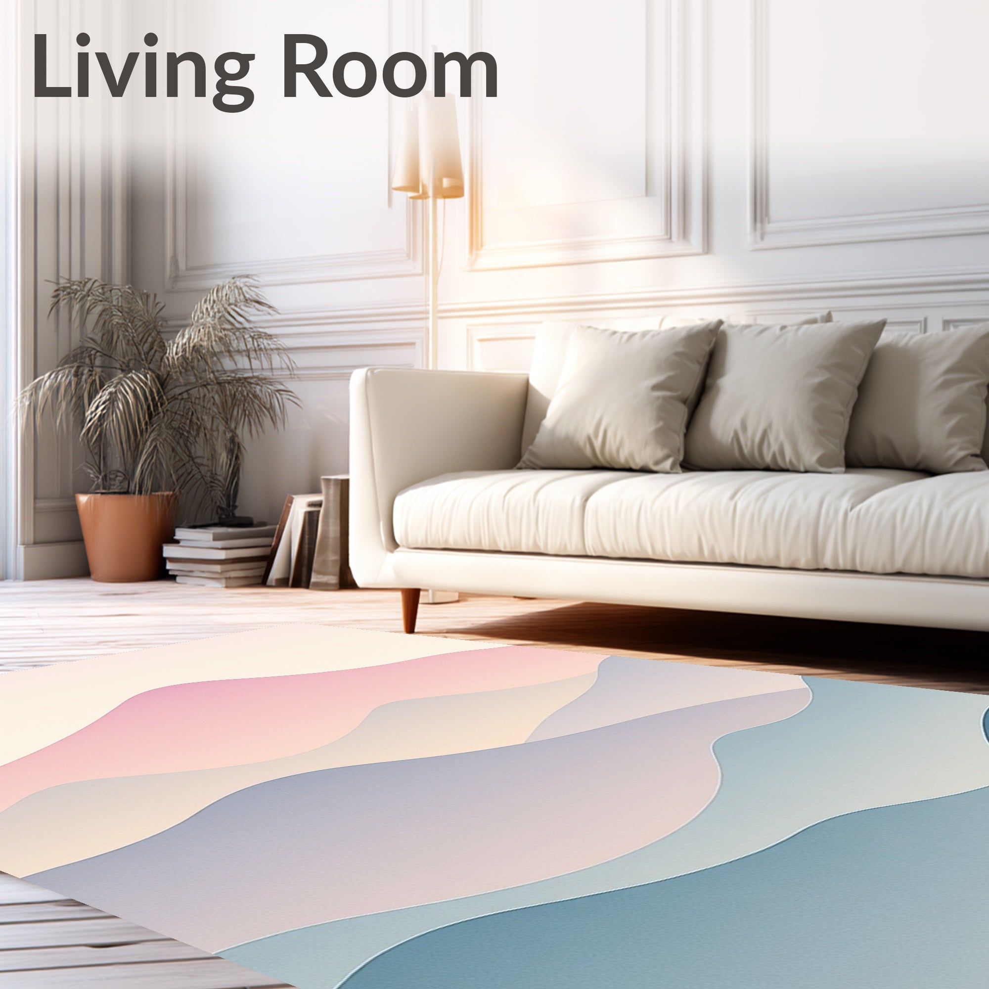 Abstract Wavy Mountain Landscape Pattern Rug