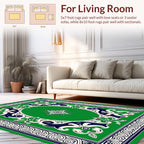 Green Ivory Navy Elaborate Emblem Rug