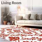Classic Red Floral Damask Pattern Rug