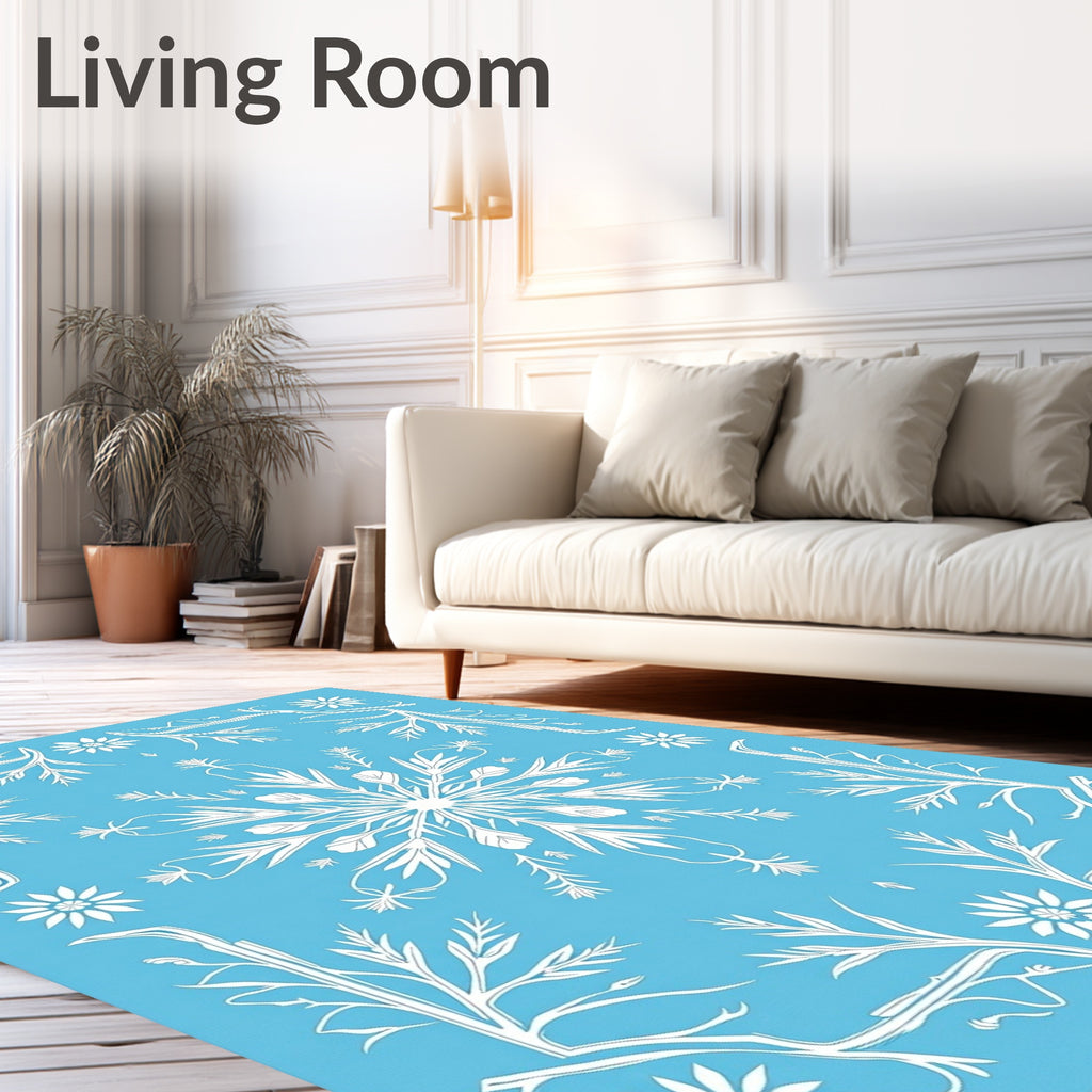 Arctic Blue Winter Bloom Medallion Rug