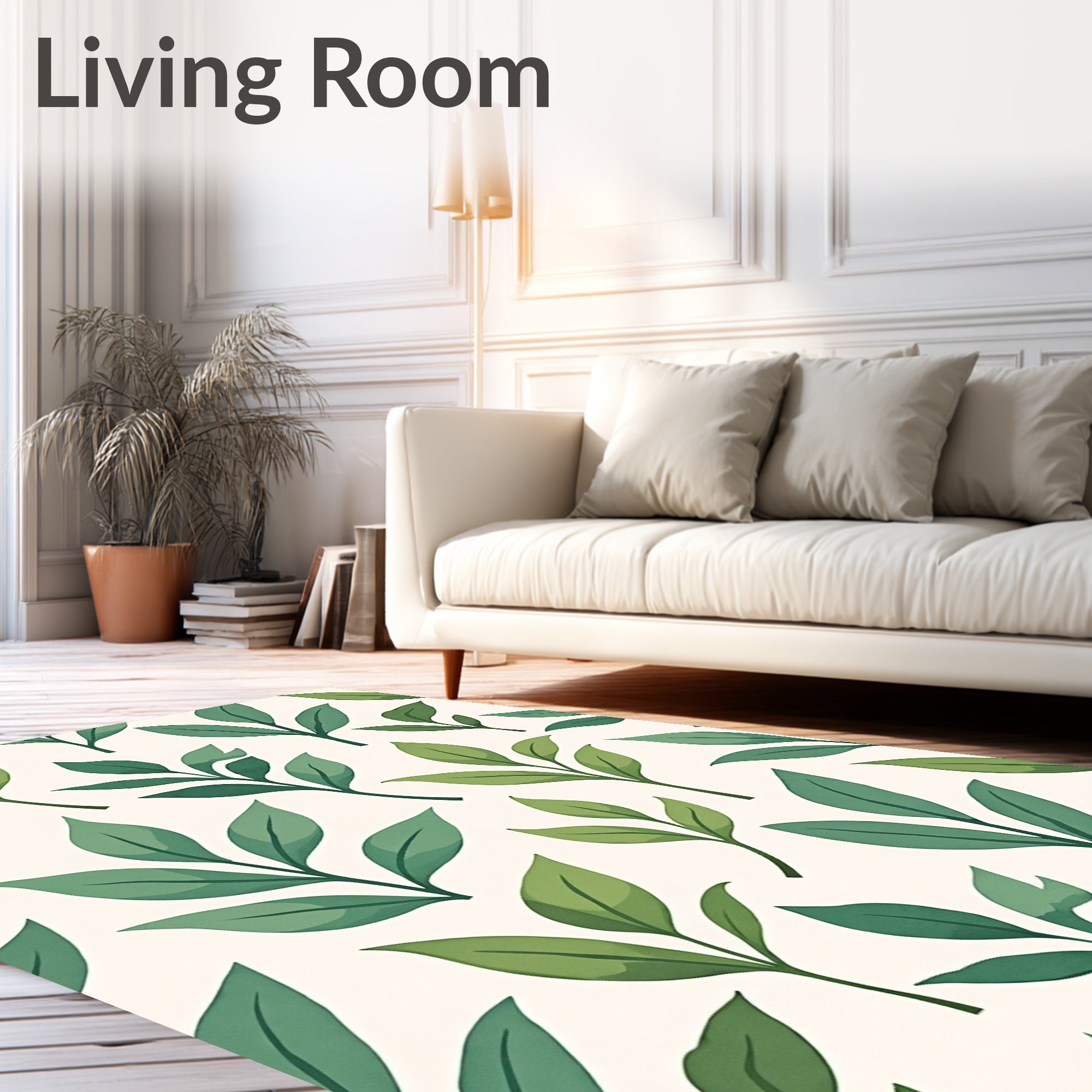 Green Leaf Botanical Pattern Rug