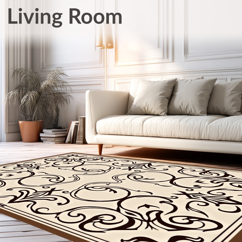 Elegant Black Swirl Pattern Rug
