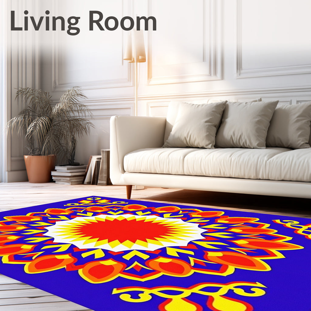 Vibrant Radial Sunburst Floral Accents Rug
