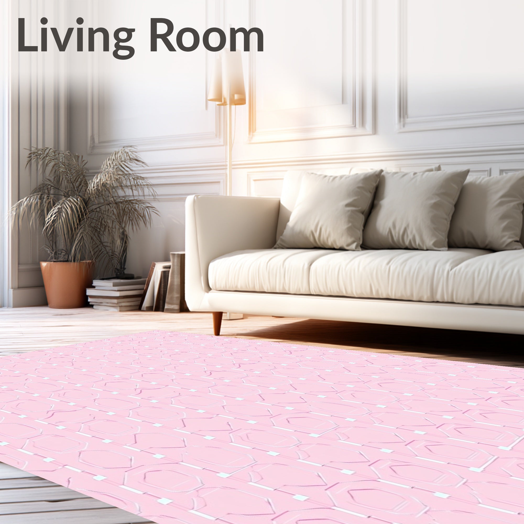 Pink Geometric Structure Pattern Rug