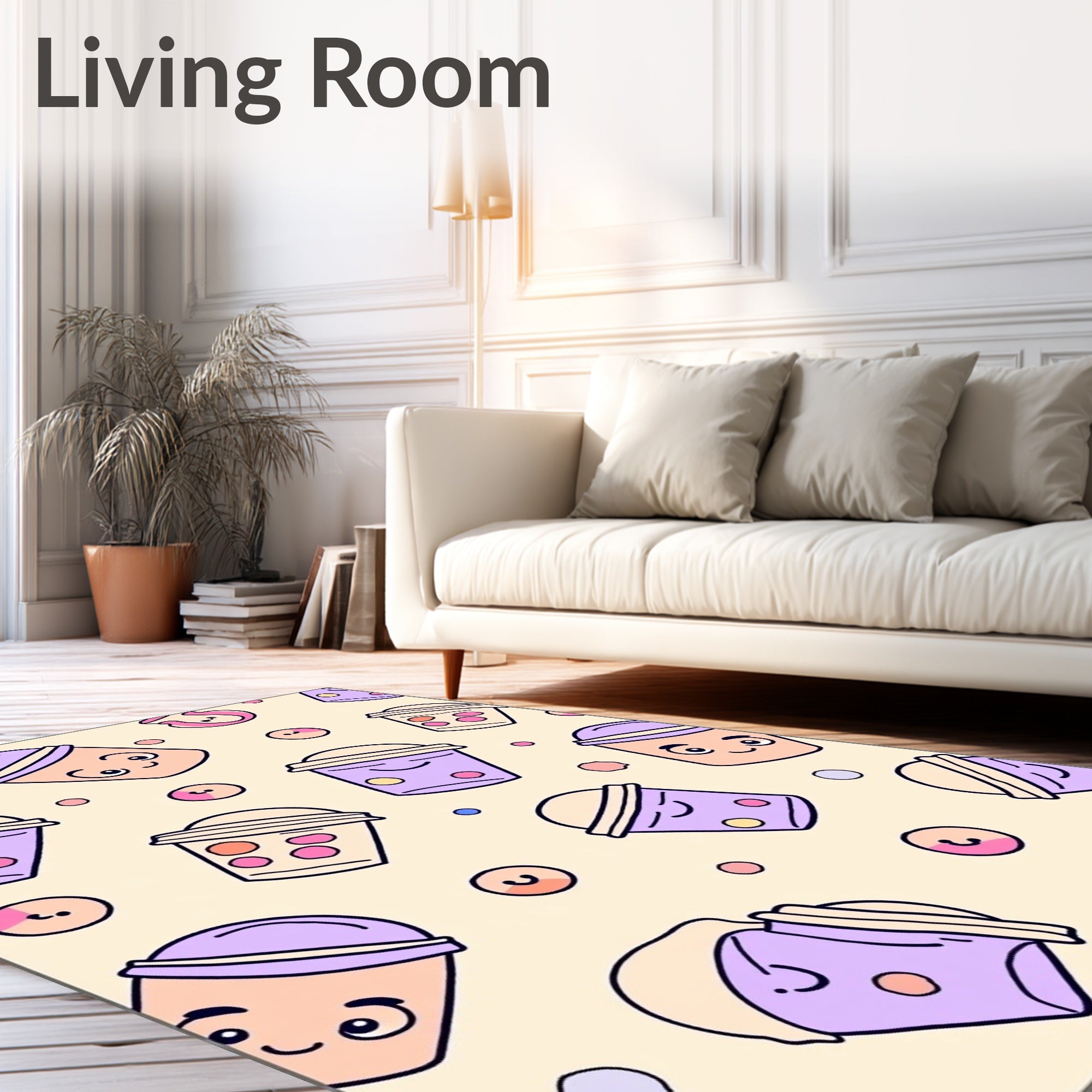 Cute Bubble Tea Pattern Rug