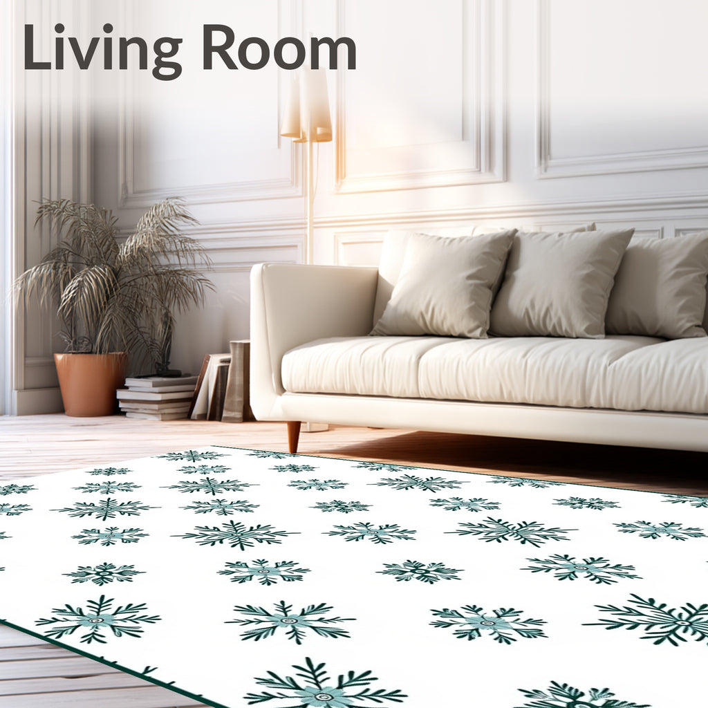 Deep Teal Snowflake Scatter Rug