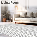 Minimalist Gray White Vertical Stripes Rug