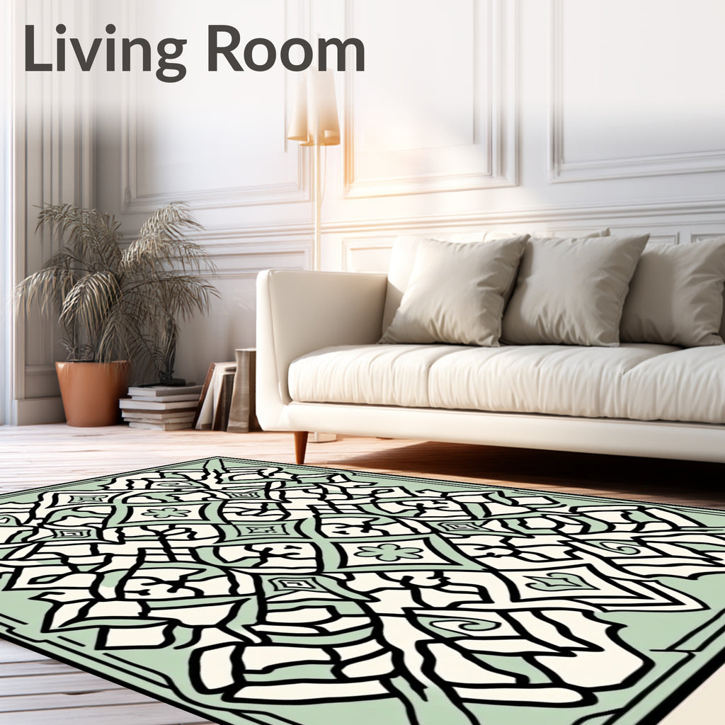 Mint Green Classic Geometric Designs Rug