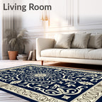 Elegant Ivory Floral Patterned Rug