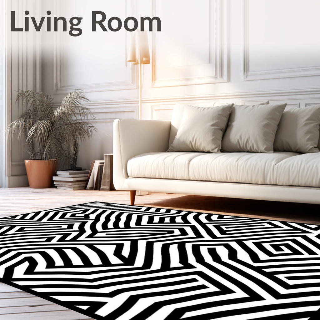 Abstract Linear Maze Pattern Rug