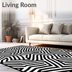 Abstract Linear Maze Pattern Rug