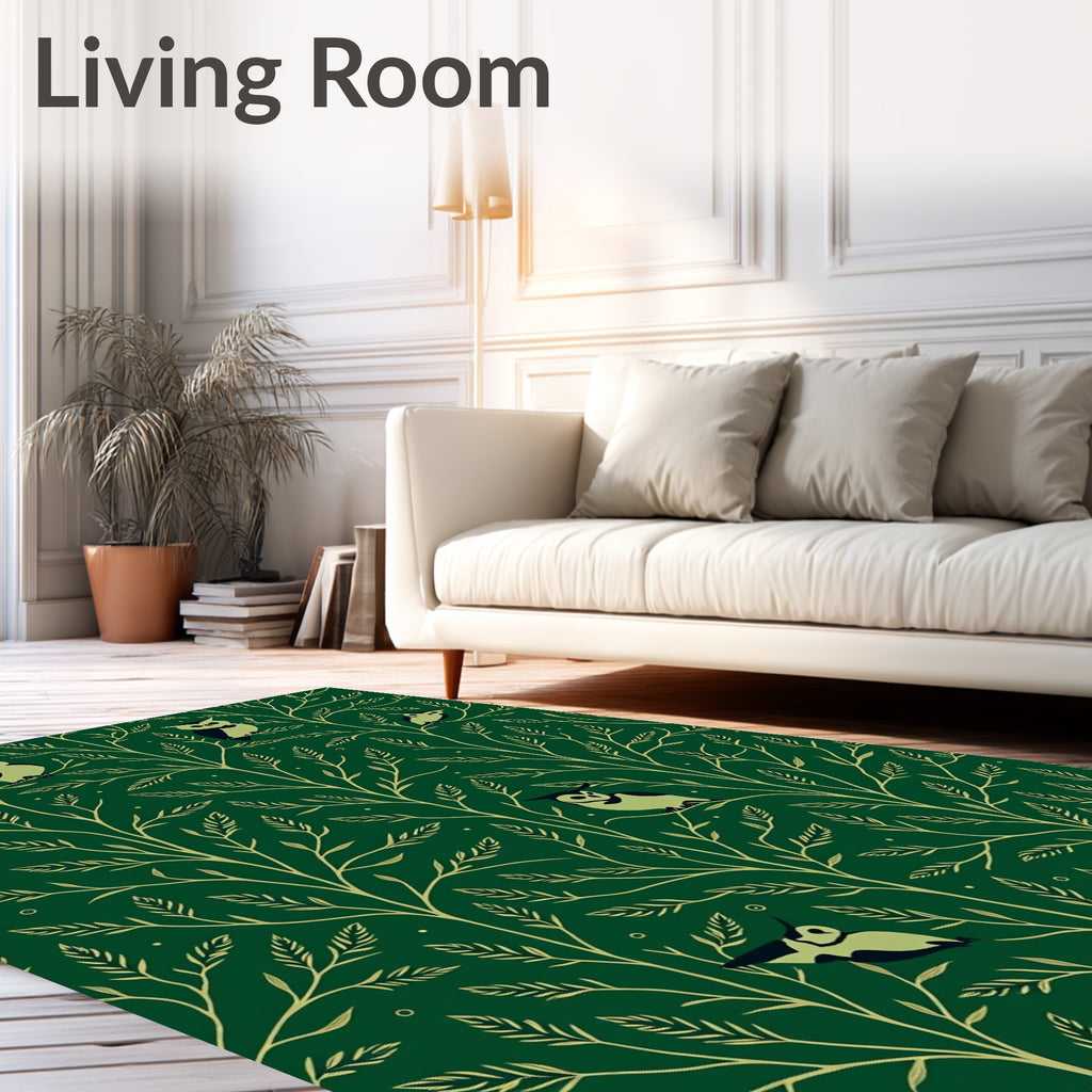 Forest Owl Branch Pattern Design Rug