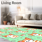 Cute Kitty Pattern With Doughnuts Rug